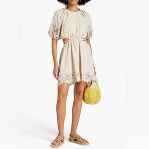 Jonathan Simkhai Anaise Embroidered Cutout Minidress Cream/Ivory Size 8